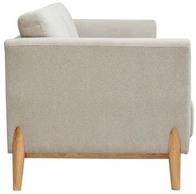 Divano scandinavo 4 posti in tessuto effetto velluto testurizzato beige e legno chiaro SINDRO