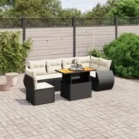 Set Divani da Giardino con Cuscini 7pz Nero Polyrattan 3272218