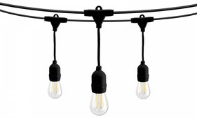 Catenaria IP65 da 10m con 10 Portalampada E27 Nero Colore del corpo Nero