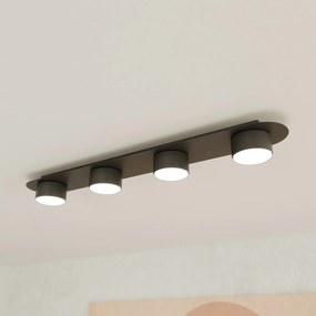 Plafoniera 4 Luci Freya In Acciaio Nero Diffusori A Cilindro