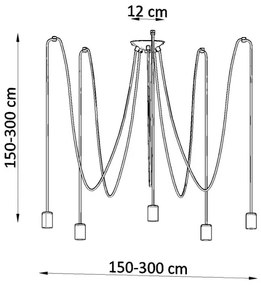Sollux SL.0371 - Lampadario a sospensione con filo EDISON 5 5xE27/60W/230V ragno nero