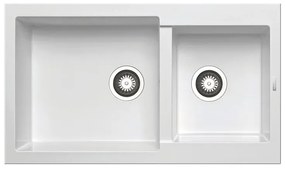 Lavello integrato 2 vasche in granito bianco DELINIA Alazia L 50 x L 86 cm