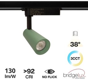 Faro LED 15W Monofase Verde CRI92 Bianco Variabile 38° - Bridgelux LED Colore Bianco Variabile CCT