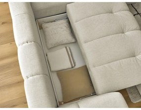 Divano angolare beige allungabile e con contenitore (penisola a destra/a L) Fuji – Bobochic Paris