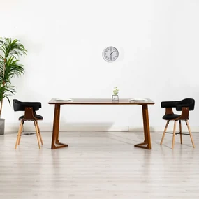 Sedie Da Pranzo 2 Pz Nere İn Similpelle E Legno Curvato /