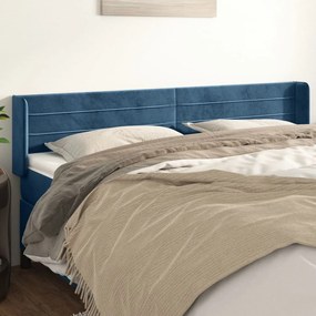 Testiera Ad Orecchio Blu Scuro 163x16x78/88 Cm İn Velluto /
