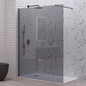 Doccia walk in 90 cm vetro fumè e profilo gun metal | KW-100GMF - KAMALU