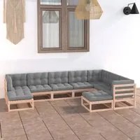 Set Divani da Giardino 9 pz con Cuscini Legno Massello di Pino cod mxl 38021