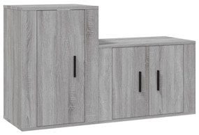 Set mobili porta tv 2 pz grigio sonoma in legno multistrato