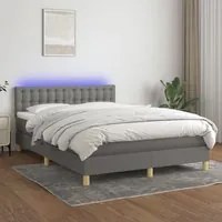 Letto a Molle Materasso e LED Grigio Scuro 140x200cm in Tessuto cod mxl 64582