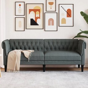 Divano Chesterfield A 3 Posti Grigio Scuro İn Tessuto /