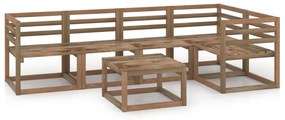 Set salotto da giardino 6pz in legno di pino impregnato marrone