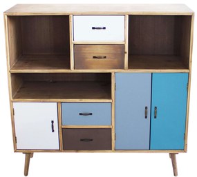 ADELINE - mobiletto 3 ripiani 3 ante 4 cassetti in mdf multicolor