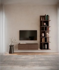 Mobile TV Sospeso 100 cm 2 Ante A Ribalta Noce Scuro Lume