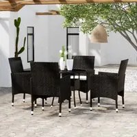 Set da Pranzo per Giardino 5 pz in Polyrattan Nero 3058488