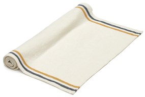 Kave Home - Runner da tavola Vallcanera in cotone e lino e righe senape e blu 50 x 160 cm