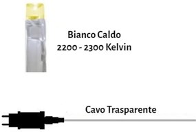 Tenda Natalizia LED 2x2m RITMO DI MUSICA Cavo TRASPARENTE IP44 Colore Bianco Caldo 2200 - 2300 °K