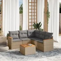 Set Divano da Giardino 6 pz con Cuscini Beige in Polyrattan 3258370