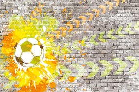Carta da parati – Pallone da Calcio su Muro di Mattoni
