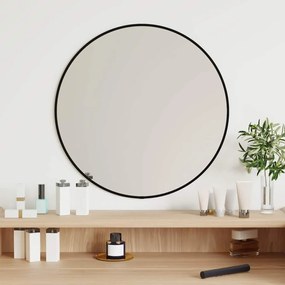 Specchio da Parete Rotondo con Cornice Elegante per Arredamento Interni, Ø 50 cm / Nero
