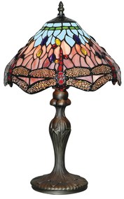 Lampada Da Scrivania-Ufficio Tiffany Libellula Acciaio Ottone 1 Luce E27