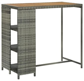 Tavolo Da Bar Con Ripiani Grigio 120x60x110 Cm İn Polyrattan /