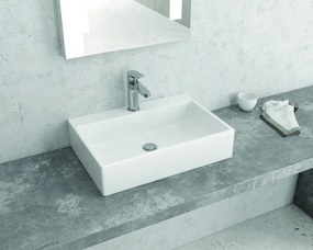 Lavandino da appoggio rettangolare in ceramica bianca | Litos-250 - KAMALU