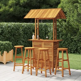 Set da bar per giardino 5 pz in legno massello di acacia