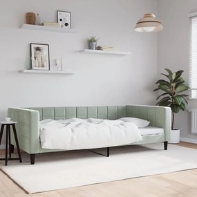 Letto Da Giorno Grigio Chiaro 100x200 Cm İn Velluto /