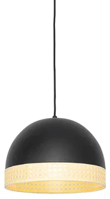 Lampada a sospensione orientale nera con rattan 30 cm - Magna Rattan