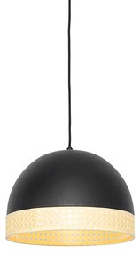 Lampada a sospensione orientale nera con rattan 30 cm - Magna Rotan