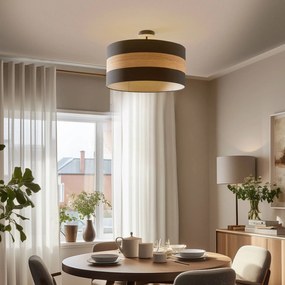 Eko-Light Plafoniera Terra in legno e tessuto, nero