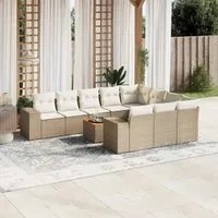 Set Divani da Giardino 11 pz con Cuscini Beige in Polyrattan 3257955