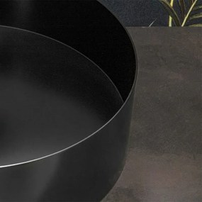 Lavabo da appoggio tondo 40 cm in acciaio inox nero opaco Goya