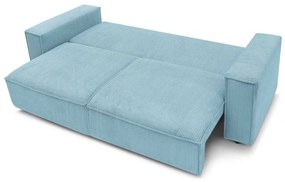 Divano letto in velluto a coste azzurro 245 cm Nihad - Bobochic Paris