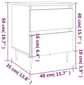 Comodini 2pz Grigio Sonoma 40x35x50 cm in Legno Multistrato