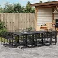 Set da Pranzo da Giardino 13pz Nero in Polyrattan 3295040