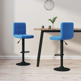 Sgabelli Da Bar 2 Pz Blu İn Velluto /