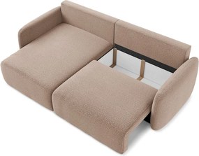 Divano angolare marrone chiaro allungabile/con contenitore (con penisola a sinistra) Kalena – Makamii