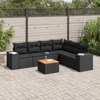 Set Divani da Giardino con Cuscini 7pz Nero Polyrattan 3225460