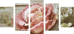 Quadri 5 pezzi – Rosa vintage elegante