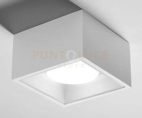Nasso soffitto 1 luce attacco gx53 quadrata bianca in gesso e allu...