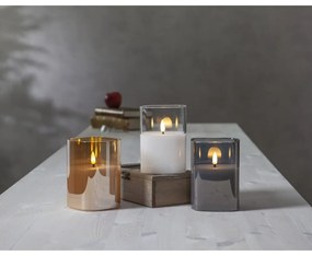 Candela di cera a LED grigia in vetro, altezza 12,5 cm Flamme - Star Trading