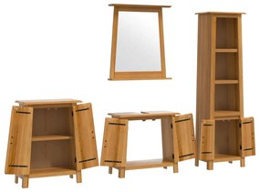 Set mobili da bagno 4 pz in legno massello di pino