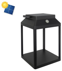 Lanterna Portatile Ricaricabile Solare e USB Nera Dimmerabile
