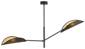 Lampadario 2 Luci Eridano In Acciao Nero E Oro Con Bracci Mobili