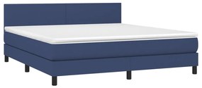 Letto a molle con materasso e led blu 160x200 cm in tessuto