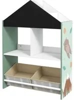 Scaffale Portagiochi per Bambini 62,4x26,5x90 cm con Ripiani e Cassetti Rimovibili Verde