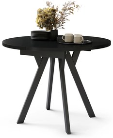 ALDO Nero/gambe nere - TAVOLO ROTONDO ALLUNGABILE CON GAMBE A Y LOFT / INDUSTRIALE PER SALONE / SALA DA PRANZO