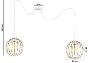 Lampadario a sospensione con filo MATT 2xE27/60W/230V ragno bianco/rame